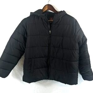 SwissTech Youth Boys L 10-12 Husky Black Hooded Puffer Jacket Warm Winter Coat